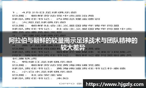 阿拉伯与朝鲜的较量揭示足球战术与团队精神的较大差异